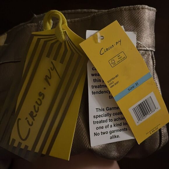 Circus by Sam Edelman Gold Cargo Packets Mini Skirt w Cut Hem Size 31 NWT - Picture 10 of 10